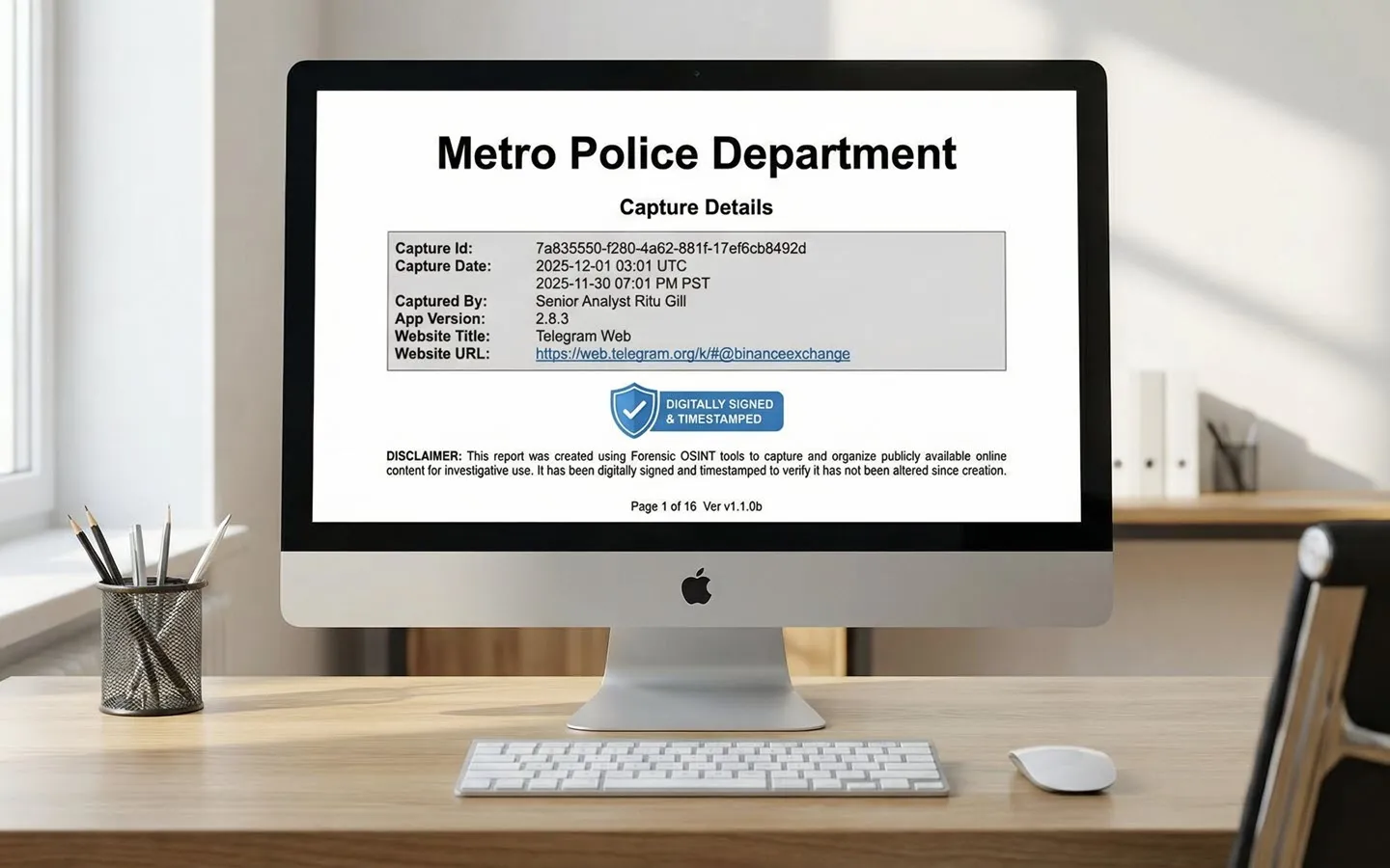 Digitally signed and timestamped PDF report