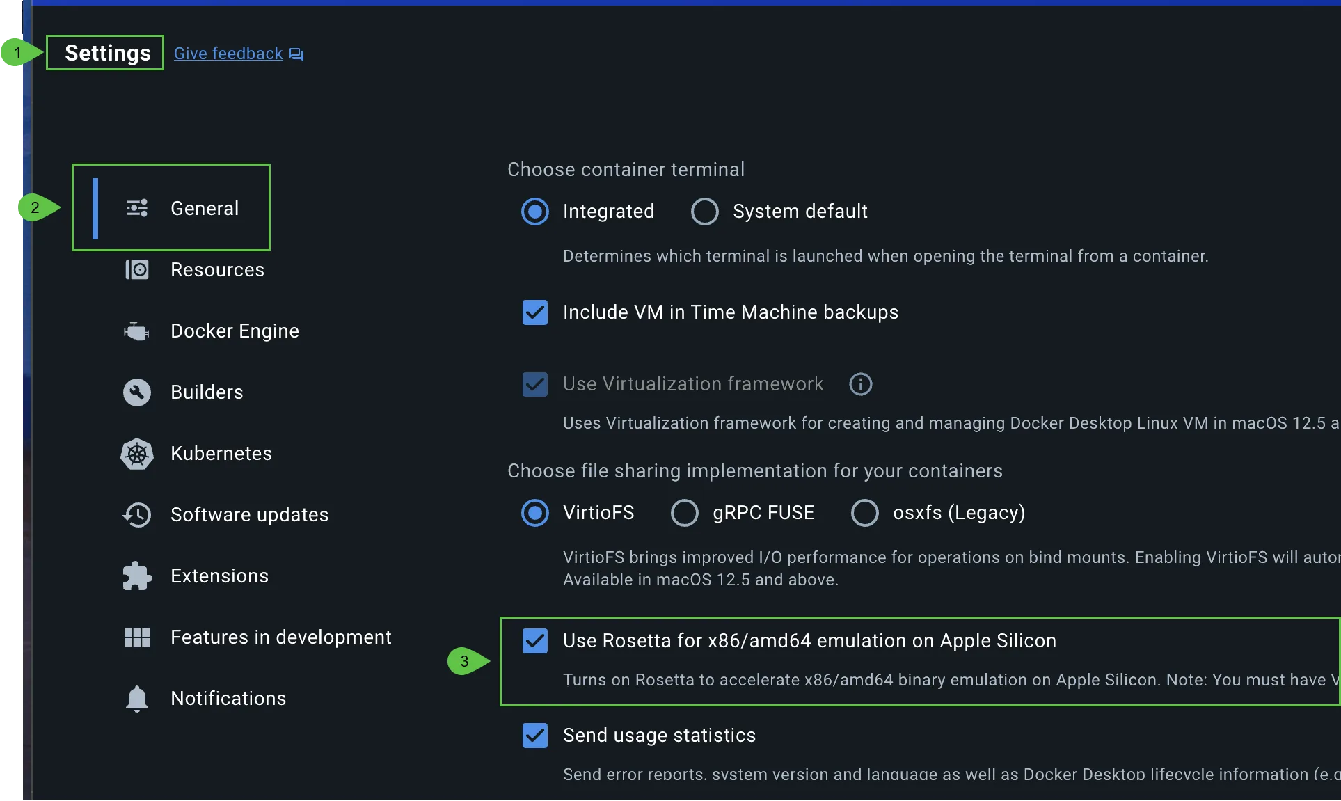 Docker Rosetta Setting for Apple Silicon