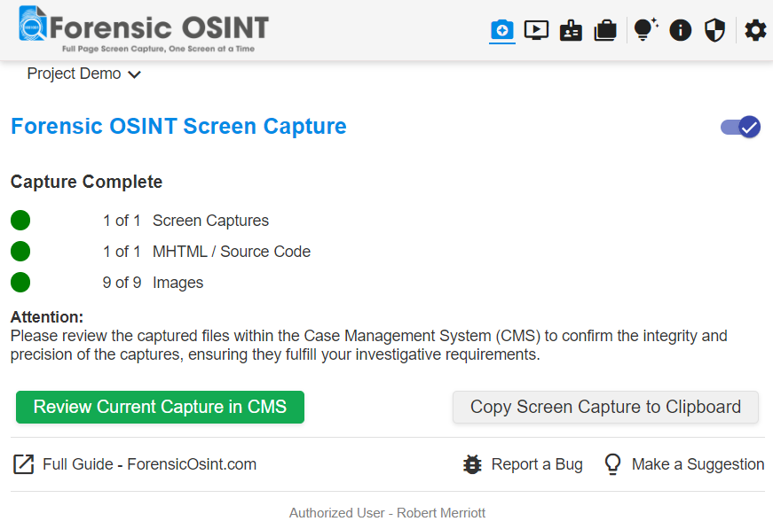 Verify Capture in CMS