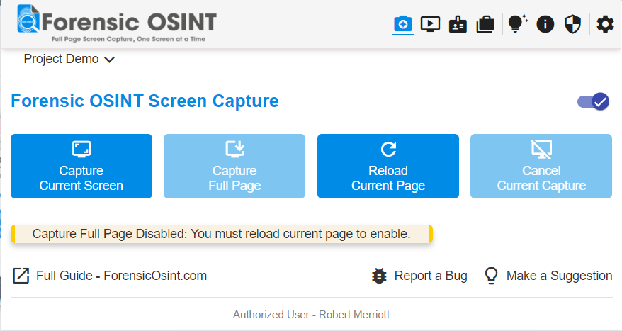 Capture Full Page Disabled