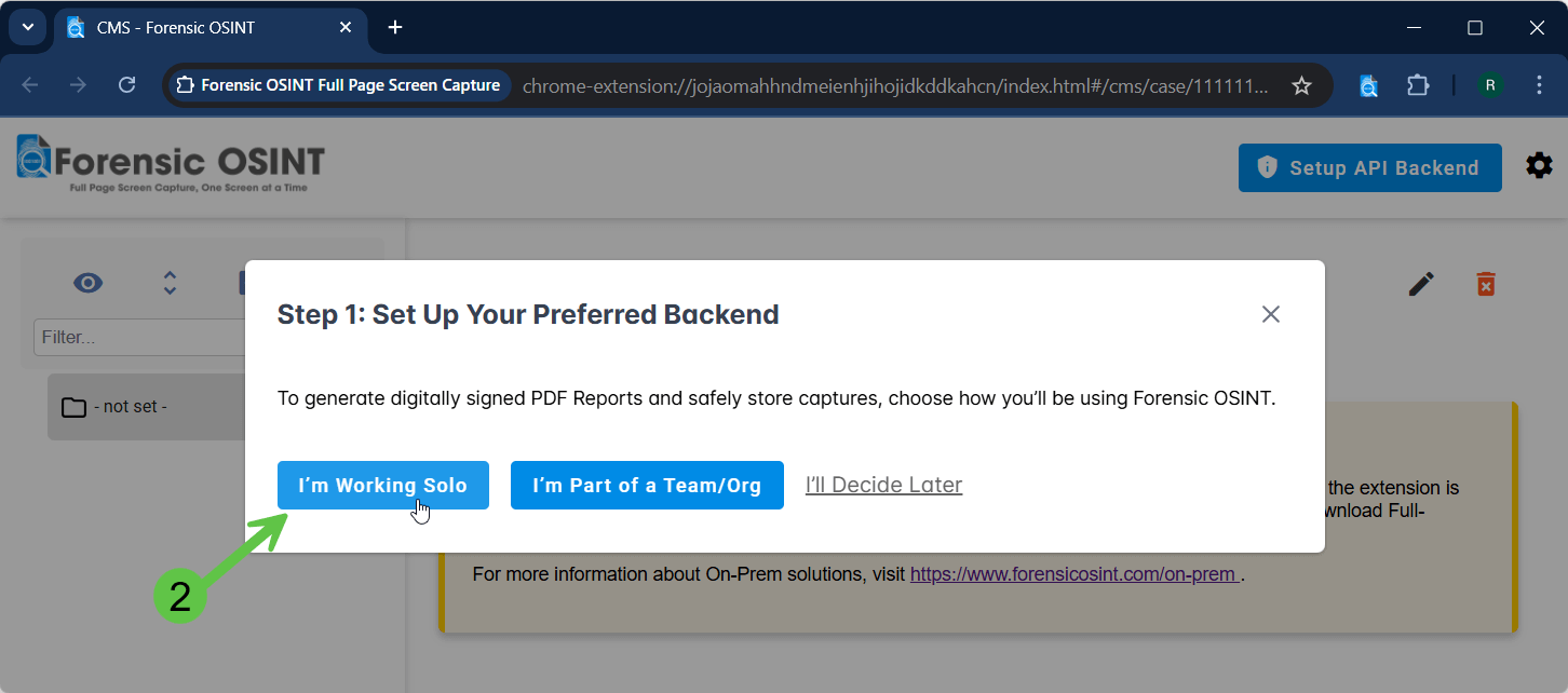 Choose Usage Type for Forensic OSINT Backend