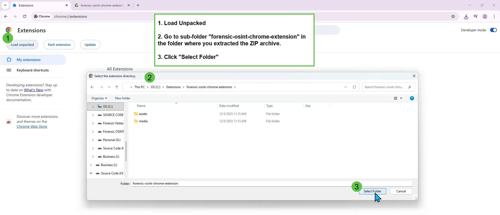 Load unpacked extension