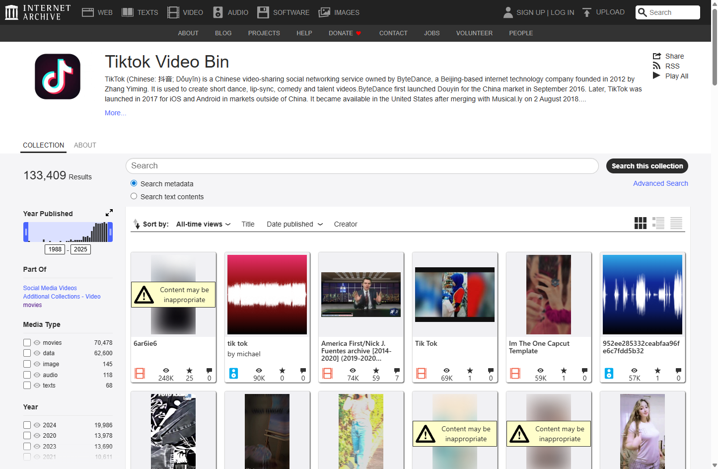 Archive.org collection page