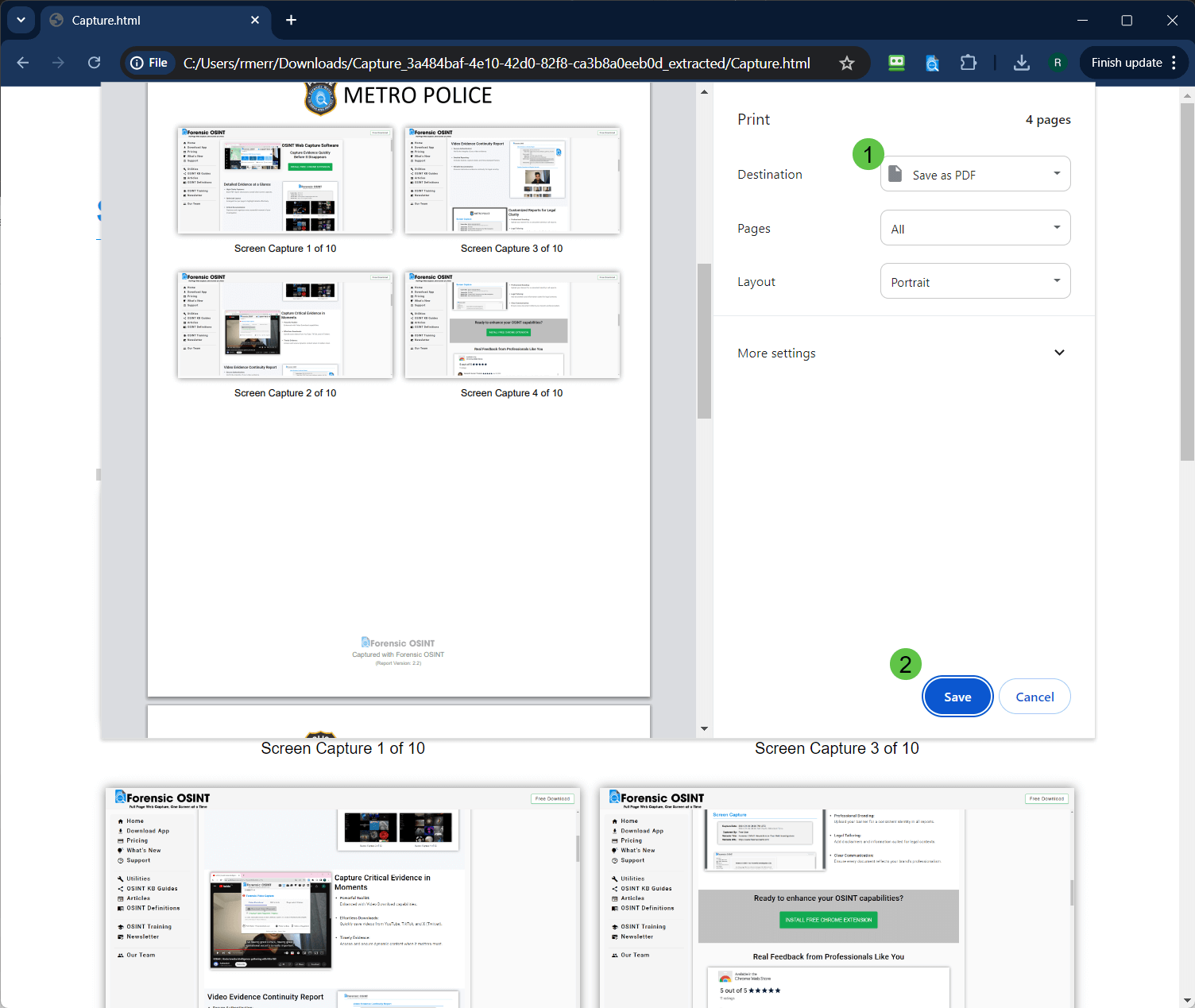 Print Captures Page