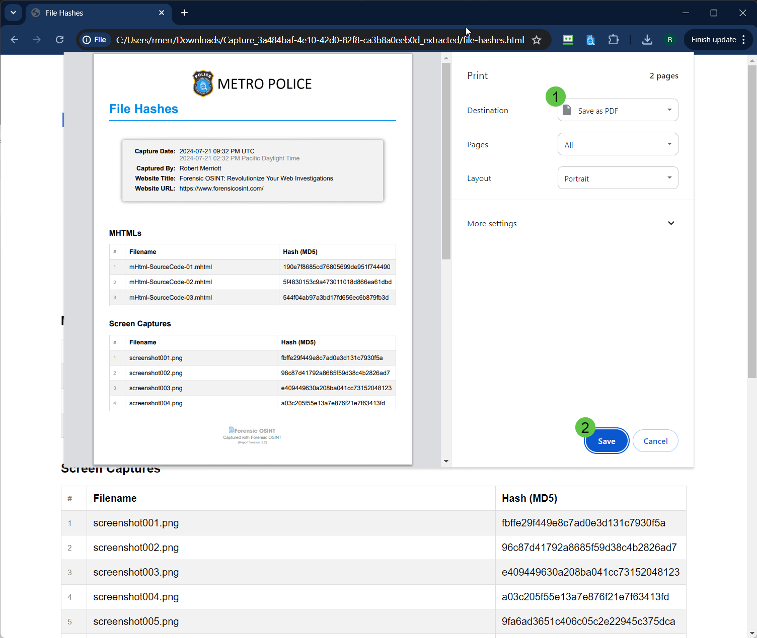 Print Hashes Page