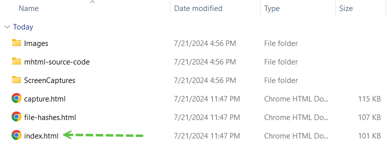Extracted Folder Contents