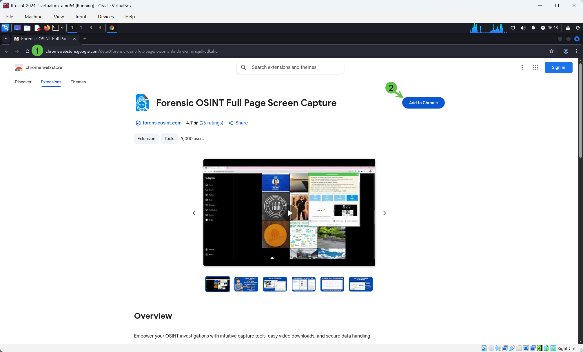 Forensic OSINT extension in the Chrome Web Store