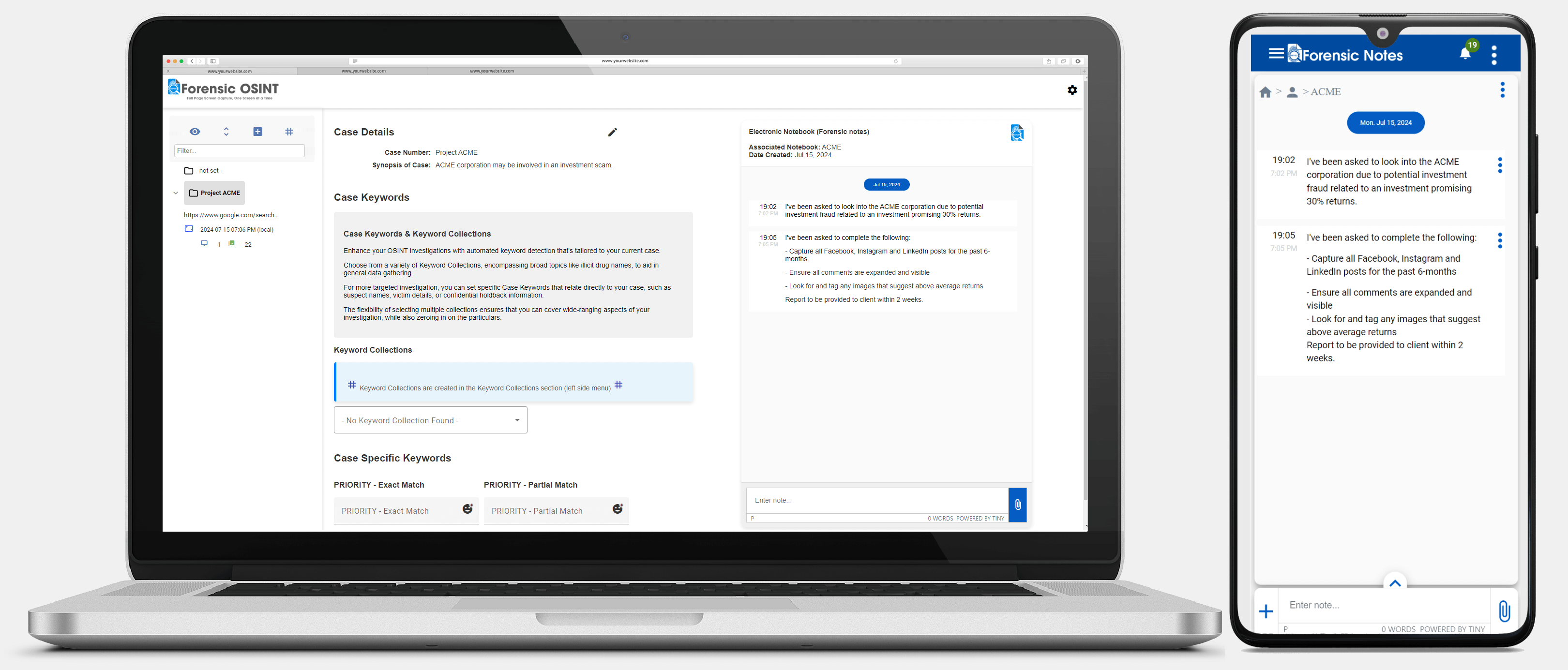 Forensic Notes integrated within Forensic OSINT CMS
